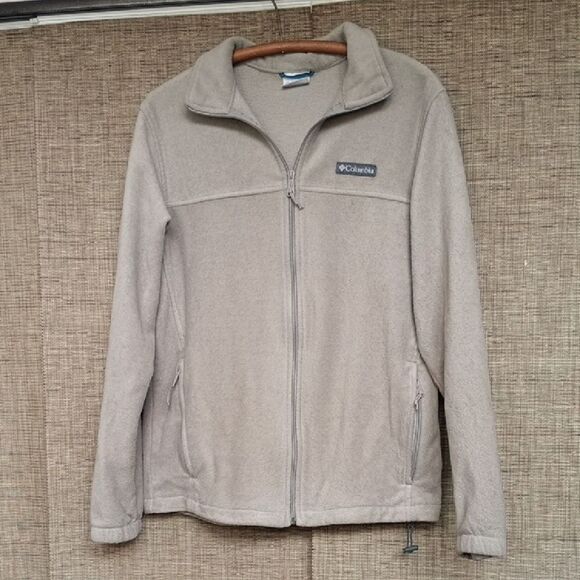 Columbia Fleece Jacket with Stand-Up Collar Color Khaki - Picture 1 of 4